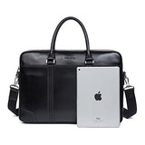 Bostanten Leather Briefcase Messenger Business Bags Laptop Handbag Black