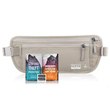 Travel Money Belt with RFID Block - Theft Protection and Global Recovery Tags (Beige REG - fits