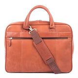 Bugatti Sartoria Medium Top Grain Leather Zipper Briefcase, Leather, Cognac