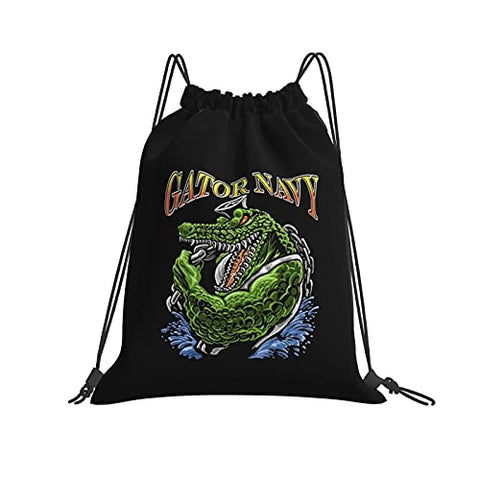 Gator Navy Drawstring Backpack Gym Bags Waterproof Packable Rucksack Hiking Bag