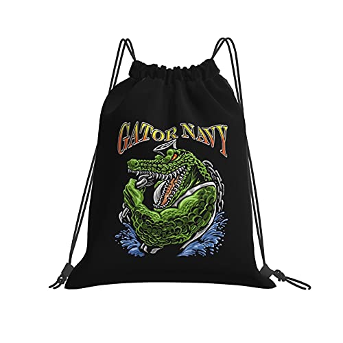 Gator Navy Drawstring Backpack Gym Bags Waterproof Packable Rucksack Hiking Bag