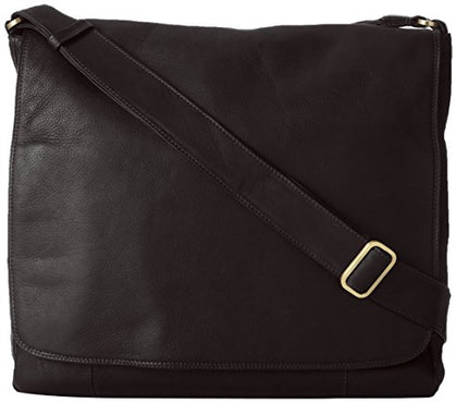 Derek Alexander Large 3/4 Flap Unisex Messenger Bag, Black, One Size
