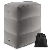 Inflatable Travel Foot Rest Pillow | Kids Airplane Bed | Adjustable Height Leg Pillow | Make a Flat Bed for Kids and Toddlers | Great for Airplane, Train, car (Grey, 1-Pack)