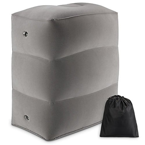 Inflatable Travel Foot Rest Pillow | Kids Airplane Bed | Adjustable Height Leg Pillow | Make a Flat Bed for Kids and Toddlers | Great for Airplane, Train, car (Grey, 1-Pack)