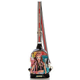 Structured Silhouette Printed Mini Backpack with Adjustable Strap