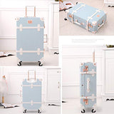 Unitravel Vintage Suitcase Retro PU Trunk Rolling Spinner Lightweight Luggage