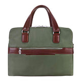McKlein, N Series, Hartford, Nano Tech-Light Nylon with Leather Trim, Nylon Dual Compartment Briefcase, Green (18581)