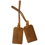 Kemy's Customized Genuine Leather Luggage Tag for Men Women Personalized Vintage Monogrammed Suitcase Bag Labels Travel Accessories Easter Gift, Brown