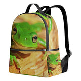 Fresh Green Frog Backpack School Travel Bag Daypack for Women Girls Boys