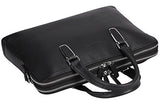 Banuce Black Soft Genuine Leather Briefcase for Women Men Business Work 14" Laptop Messenger Bag