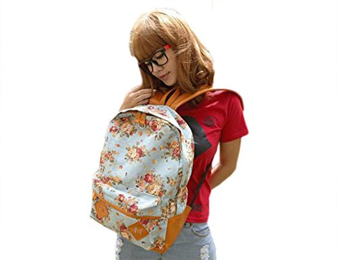 Chariot Trading Company Floral Printed Canvas Backpack College Girls' School Bag Flowers Women