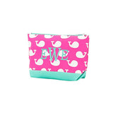 10" Fashion Polyester Accessory/Cosmetic Bag (Hot Pink Whales)