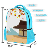 LORVIES Japanese Autumn Maple House Fuji Mountain Backpack Kids School Book Bags for Elementary Primary Schooler for Boys