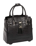JKM and Company Timeless Black Alligator Crocodile Rolling Compatible with Computer iPad Tablet or Laptop Tote Carryall Bag (17" 17.3" inch)