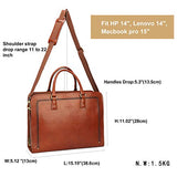Banuce Womens Full Grains Leather Briefcase Business Satchel Bag for 14 Laptop Attache Case Brown