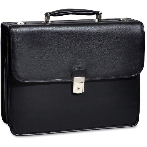 Double Compartment Laptop Briefcase, Leather, 15.4" in, Black - Ashburn | Mcklein