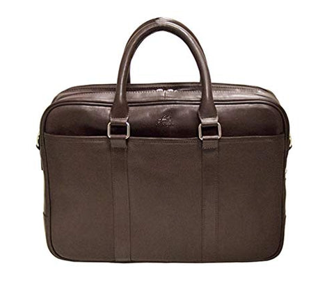 Mancini Double Compartment Zippered 15.6" Laptop/Tablet Briefcase in Brown