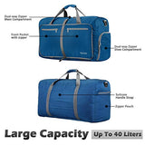 Gonex 40L Packable Travel Duffle Bag for Boarding Airline, Lightweight Gym Duffle Water Repellent & Tear Resistant Deep Blue