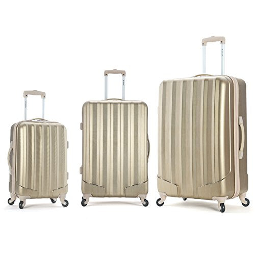 Rockland Luggage 3 Piece Metallic Upright Set, Bronze, Medium