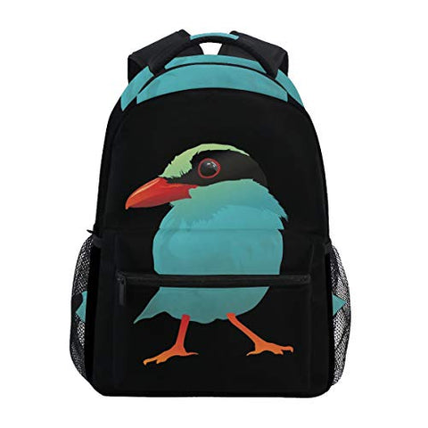 Stylish Blue Cartoon Bird Backpack- Lightweight School College Travel Bags, ChunBB 16" x 11.5" x 8"