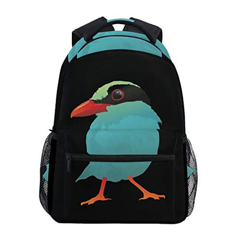 Stylish Blue Cartoon Bird Backpack- Lightweight School College Travel Bags, ChunBB 16" x 11.5" x 8"