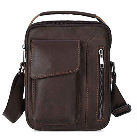 BAIGIO Men's Cowhide Genuine Leather Shoulder Bag Vintage Crossbody Messenger Bags Satchel for