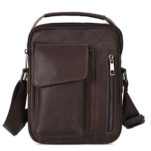 BAIGIO Men's Cowhide Genuine Leather Shoulder Bag Vintage Crossbody Messenger Bags Satchel for