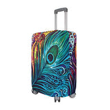 Luggage Cover Vibrant Peacock Feather Suitcase Protector Travel Luggage 18-32 Inch