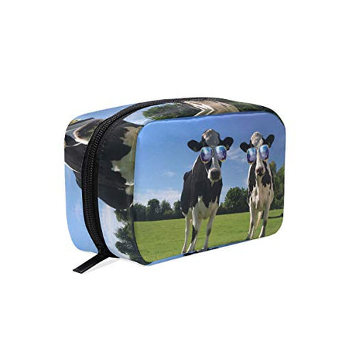 Cosmetic Bag Cool Two Cows Girls Makeup Organizer Box Lazy Toiletry Case