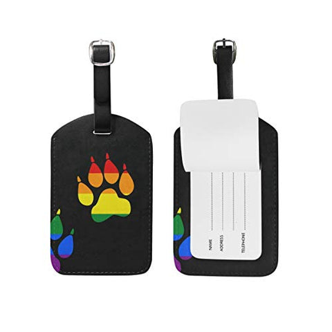 Luggage Tags Bear Dog Tracks Rainbow Paw Claw Travel ID Identifier for People