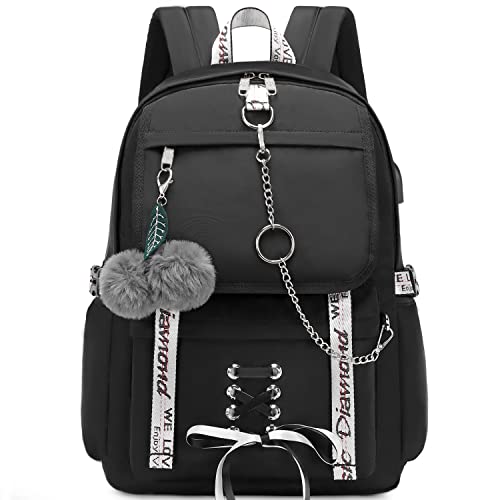  Hey Yoo Backpack for Girls Bookbag Cute School Bag College  Middle High Elementary School Backpack for Teen Girls (White)