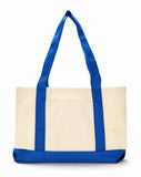 Ultraclub 8869 Uc 11Oz Cottn Canvas Tote - Natural/ Royal - One