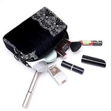 LORVIES Black And Lace Makeup Bag Toiletry Bag for Women Skincare Cosmetic Handy Pouch Zipper Handbag