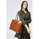 BOSTANTEN Women Leather Briefcase Vintage Shoulder 15.6" Laptop Tote Handbags Brown