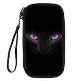 Bigcardesigns Black Cat Passport Holder Travel Wallet Wrist Shoulder Strap