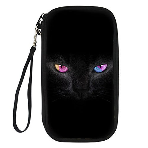 Bigcardesigns Black Cat Passport Holder Travel Wallet Wrist Shoulder Strap