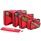 BAGAIL 4 Set Packing Cubes,Travel Luggage Packing Organizers with Laundry Bag Red