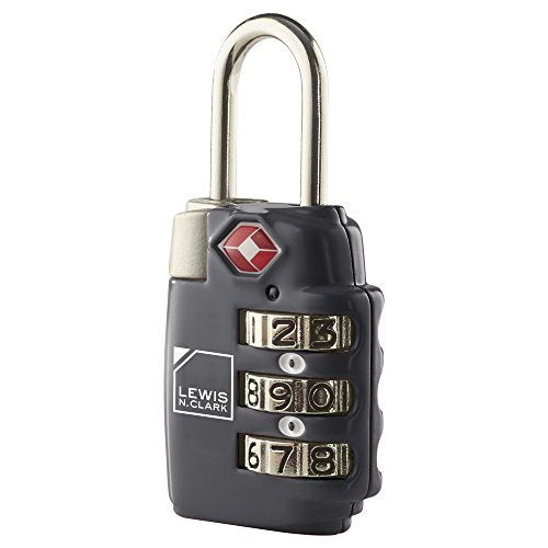 Lewis N. Clark Tsa 3 Dial Combination Lock, Black