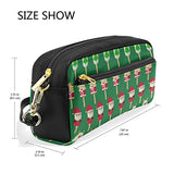 MNSRUU Leathe Cosmetic Makeup Bag Large Capacity Pen Pencil Case Coin Purse Pouch for Girls, Women,Christmas Candies Ice Cream Decorated Santa Claus Tre Girl Reindeer On Green