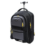 Tprc 19" Black With Yellow Trims "Sierra Madre" Rolling Backpack Includes Spacious Front And Side