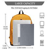 Vaschy Unisex Classic Water Resistant School Backpack Bookbag for College Fits 14Inch Laptop Yellow