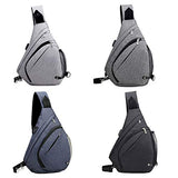 JAGENIE Men's Shoulder Bag Sling Chest Pack Fashion USB Charging Sport Crossbody Handbag Deep Gray