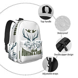 BAIW School Backpacks 16.9 Inch Print Design Student Bookbags Laptop Casual Rucksack（ Artistic Animals Emblem Moose Head Horns Trout Salmon Sea Fishes ）