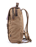Gootium Leather Canvas Backpack Vintage Rucksack Unisex 15.6" Laptop Bag, Coffee