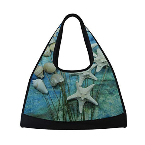 Gym Bag Seashell And Starfish Stems Women Yoga Canvas Duffel Bag Sports Tote Bags for Girls