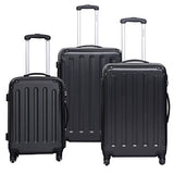3 Pcs Luggage Set Multi-Directional Wheels Travel Suitcase Size 20" 24" 28" | Black