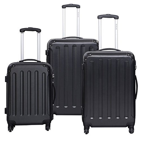 3 Pcs Luggage Set Multi-Directional Wheels Travel Suitcase Size 20" 24" 28" | Black