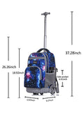 Tilami Rolling Backpack 18 Inch for School Travel with Pencil Case,Blue Galaxy