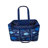 geckobrands Oversized Beach Tote, Blue Fish