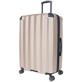 Kenneth Cole Reaction Wave Rush 28" Lightweight Hardside PET 8-Wheel Spinner Expandable Checked Suitcase, Champagne